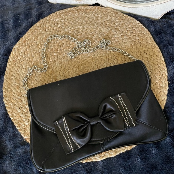 Aldo Black Bow and Rhinestone Clutch with Strap - Picture 4 of 8